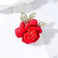 1入組合金玫瑰花鑲鉆胸針，聖誕/新年禮物，西裝配件 - 彩色 - 查看 3