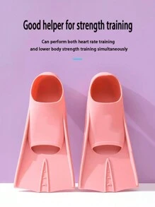 Diving Fins, Swimming Freestyle Breaststroke Special Training Adult Short Duck Shoes Silicone Diving Snorkeling Equipment, Bring You A Pleasant Swimming Experience, Beach Essentials, Beach Accessories, Pool Float - Blue - View 2