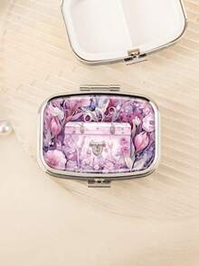 1 件便携式 2 隔层方形药盒收纳盒珠宝盒印花图案设计 | 整理和保护您的珠宝药盒 | 口袋或钱包必备品 | 送给家人、朋友、同事和爱人的完美礼物 | 生日、节日、旅行、毕业典礼和感谢礼物的理想选择 - 彩色 - 查看 7