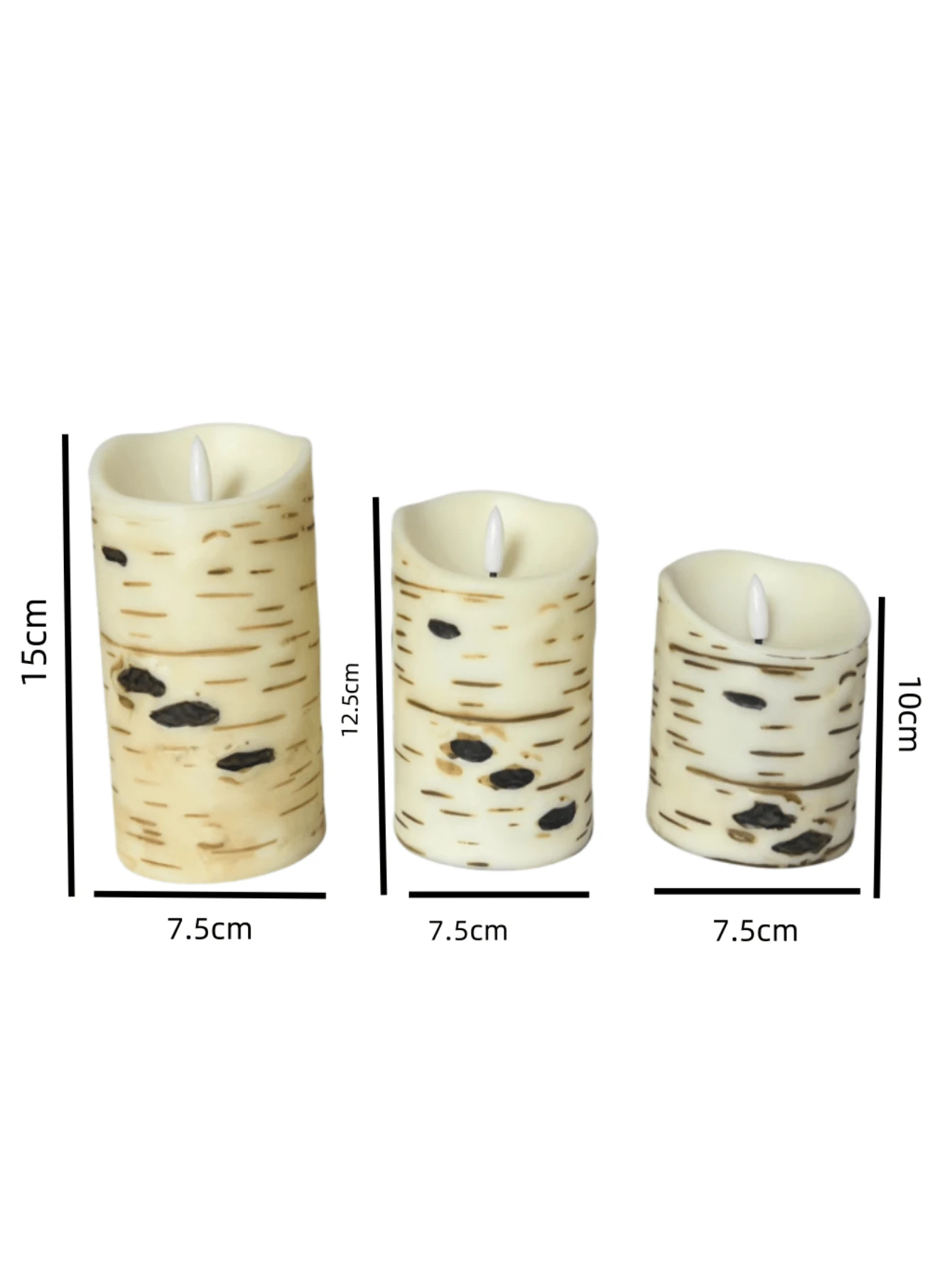 Birch Flickering Flameless Candle, LED Wax Column Candle With Moving