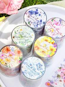 1卷花霧PET膠帶，藝術浪漫花草風景筆記本日誌帶，DIY剪貼簿及便利貼必備 - 均碼 - 查看 7