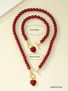 2pcs/Set Fashionable & Elegant Heart Decor Necklace & Bracelet Set, Suitable For Women's Daily, Party, Banquet, Holiday Travel Wear, Gift