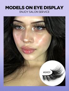 GROINNEYA 10對加量睫毛膏假睫毛，人造貂毛假睫毛，蓬鬆柔軟的睫毛，長而厚實的卷翹睫毛延伸（SA101） - 黑色 - 查看 3