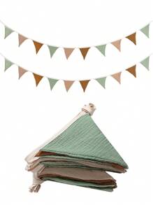 1pc Triangle Flag Pennant Garland, Kindergarten Decor, Baby Birthday Party, Boho Wedding Celebration Decoration - Multicolor - View 1