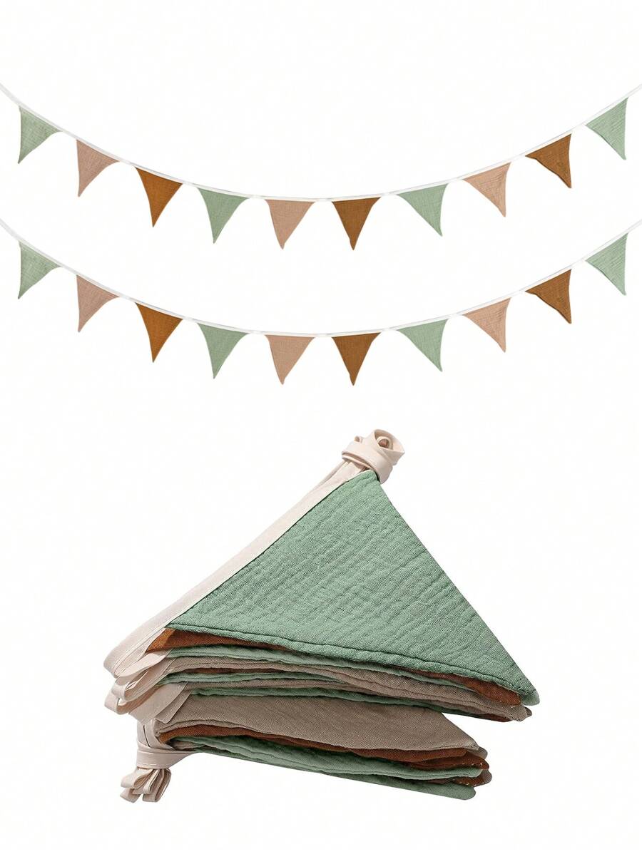 1pc Triangle Flag Pennant Garland, Kindergarten Decor, Baby Birthday Party, Boho Wedding Celebration Decoration - Multicolor - View 1