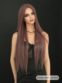 7JHH WIGS 紫棕色超长假发 32 英寸直发合成假发中分服装假发适合时尚女性派对角色扮演使用耐热人造纤维 - 紫色 - 查看 4