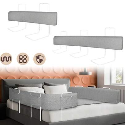 LILIIN Barandilla de cama infantil de 100 cm, 150 cm, 180 cm y 200 cm, altura ajustable, antideslizante, protección anticaídas con cremallera, funda blanda deformable para bebés y niños pequeños. Color: gris lino.