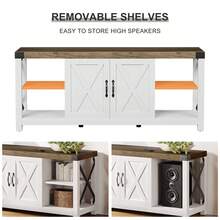 Farmhouse TV Stand For 65/60/55 Inchs, Mid Century Modern Entertainment Center With Storage Cabinets And Open Shelves, Wood TV Table Media Console For Living Room, Bedroom - 白色 - 查看 7
