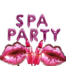 40 piezas Decoraciones de fiesta con tema de spa, globos con decoración de labiales adecuados para fiesta de spa y belleza - Multicolor - Ver 3