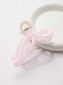 1pc Women's 11cm Elegant Ribbon Bow Plastic Drip Hair Claw Clip, Daily Wear Valentine's Day Valentines Hair Clips Hair Jaw Clip Hair Clamps Hair Clutch Hair Catcher Clip