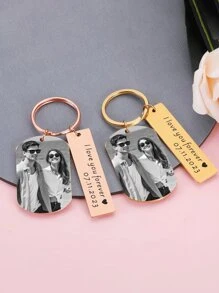 Llavero de foto personalizado de 1 pieza, llavero de imagen tallada, regalo de aniversario de novio de 1 año, regalo de novia creativo, regalo del Día de San Valentín del 10º aniversario. Viene con caja de regalo.