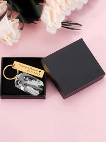 Llavero de foto personalizado de 1 pieza, llavero de imagen tallada, regalo de aniversario de novio de 1 año, regalo de novia creativo, regalo del Día de San Valentín del 10º aniversario. Viene con caja de regalo.