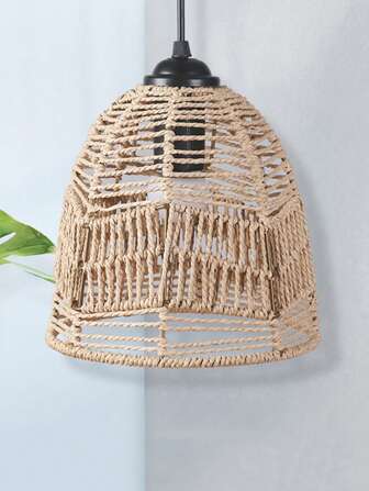 1 pieza Pantalla de lámpara colgante tejida, pantalla de lámpara colgante artesanal simple y natural, solo pantalla sin lámpara, lámpara colgante de techo de ratán, cubierta creativa de lámpara colgante estilo granja, cubierta de lámpara colgante de ratán para decoración del hogar, decoración del hogar, decoración de habitación, decoración de pared