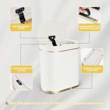Botes de Basura,Cubo De Basura Automático Con Sensor Para Baño,Cubo de Basura de Plástico,Botes de Basura Inteligente,Cubo de basura inteligente con tapa,para Inodoro,Dormitorio y Sala De Esta - Blanco - Ver 6