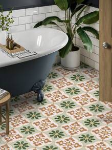 12 piezas de adhesivos de suelo estilo vintage marroquí, autoadhesivos, resistentes al agua y al deslizamiento, extraíbles, que se pueden usar para decoración de piso, pared, gabinete, escritorio en sala de estar, dormitorio, cocina y baño, disponibles en tres tamaños: 15 x 15 cm / 20 x 20 cm / 30 x 30 cm, pegatinas, calcomanías de pared, calcomanías de vinilo para decoraciones del hogar, elementos decorativos primaverales para renovar su hogar, pegatinas de decoración Rama