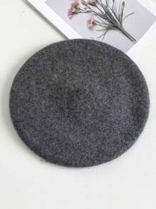 1 件装女士薄款纯色贝雷帽复古艺术家帽，甜美百搭