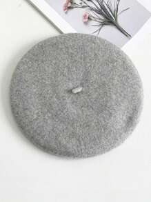 1 件装女士薄款纯色贝雷帽复古艺术家帽，甜美百搭