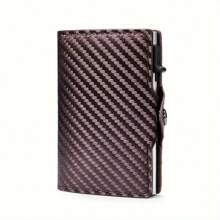 Blocarea pop-up-ului Portofele cool cu design portofel de carbon Compact pentru depozitare sigură Suport card Portofel Suport card de vizită Suport card de credit pentru bărbați Mini portofel Portofel cu card Portofel Rfid