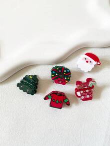 Bộ 5 phụ kiện tóc hình bông tuyết cây thông Noel cho nữ (Kẹp áo len, dây buộc tóc, kẹp tóc) Tai hươu - Nhiều màu - Xem 2