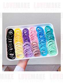 Kit 50 Xuxinhas Elástico de Cabelo Xuxinha Criança Adulto Rabicó Verde - Verde Limão - Visão 4