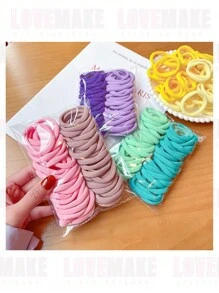 Kit 50 Xuxinhas Elástico de Cabelo Xuxinha Criança Adulto Rabicó Verde - Verde Limão - Visão 3