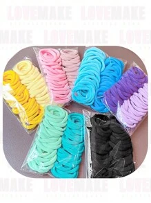 Kit 50 Xuxinhas Elástico de Cabelo Xuxinha Criança Adulto Rabicó Verde - Verde Limão - Visão 2