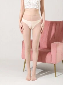 1双高密度亮面超薄高弹连裤袜，适合日常穿着，舒适保暖。 - 杏色 - 查看 4