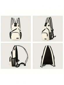 多口袋斜挎背包，休闲尼龙斜挎包，旅行徒步背包，带拉链肩带斜挎包腰包学生通勤带耳机孔礼物秋季圣诞包冬季圣诞礼物休闲度假趣味礼物侧腰包旅行必需品包夏季返校运动生活男士包腰包春季学校用品