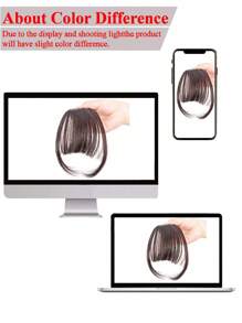 女式可愛劉海夾接發天然隱形空氣劉海合成假髮 - Dark Brown - 查看 5