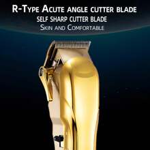 Professional Barber Clipper Hair Trimmer And Shaver Set, 3pcs Electric Hair Cutting Kit, Cordless Hair Clippers For Men, Rechargeable Men's Beard Trimmer And Body Trimmer Set - 金色 - 查看 3