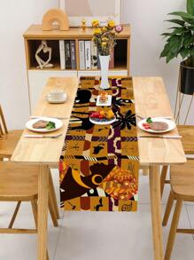 1入組非洲婦女大象和長頸鹿亞麻桌旗，適用於婚禮宴會裝飾，室內/室外家庭聚會/房間裝飾禮品，咖啡桌/鞋櫃/餐桌杯墊/蓋子 - 彩色 - 查看 2