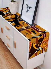 1入組非洲婦女大象和長頸鹿亞麻桌旗，適用於婚禮宴會裝飾，室內/室外家庭聚會/房間裝飾禮品，咖啡桌/鞋櫃/餐桌杯墊/蓋子 - 彩色 - 查看 5