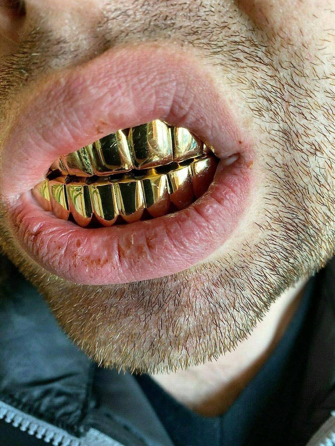 18K Golden Plated 16 Teeth Shiny Dental Grillz SHEIN UK