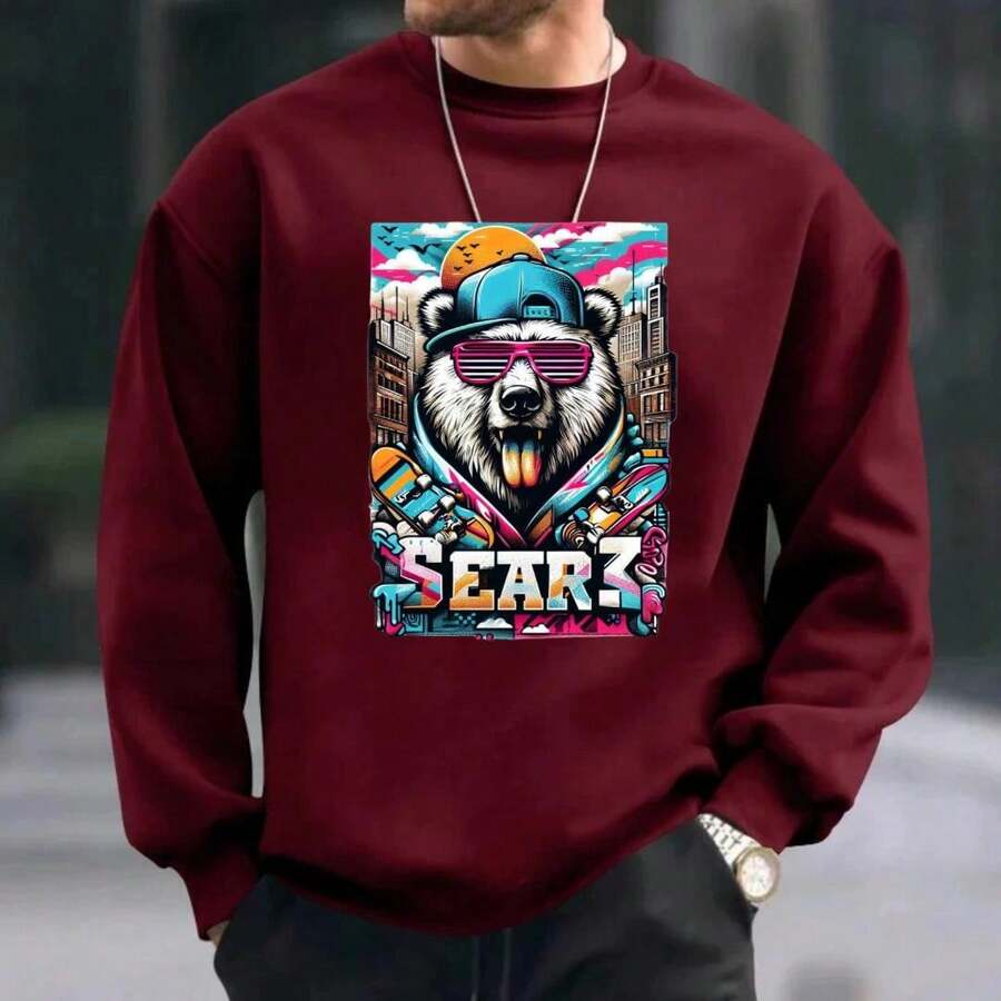 Men Hoodies - 紫紅色 - 查看 1