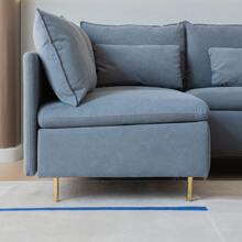 91'' Modular L-Shaped Corner Sofa With Movable Chaise Facing Left/Right,  Linen Sectional Couch For Livng Room - 灰色 - 查看 4