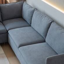 91'' Modular L-Shaped Corner Sofa With Movable Chaise Facing Left/Right,  Linen Sectional Couch For Livng Room - 灰色 - 查看 8