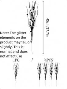 1 pieza/4 piezas/8 piezas Rama artificial con brillo y bayas, flor falsa linda para decoración del hogar, adecuada para festival, boda, fiesta, hogar, mesa de comedor, dormitorio, regalo de Navidad, accesorios de decoración de ratán, decoración de árbol y planta de Navidad, decoración navideña interior y exterior, decoración navideña para la habitación