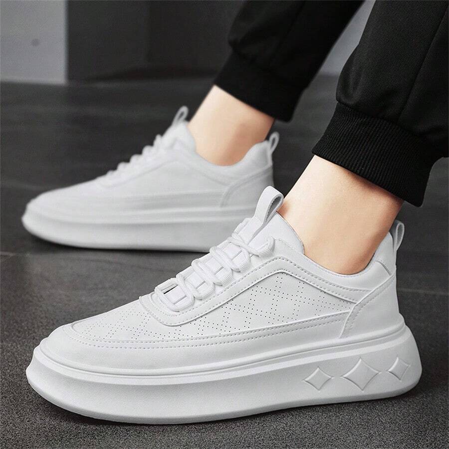 Giày thể thao đế mềm thoáng khí cho nam Giày tăng chiều cao, Giày thể thao thông thường & sành điệu - trắng - Xem 1