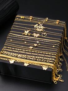 1 pièce Chaîne de cheville mode en métal avec pendentif délicat et rétro en forme de cœur papillon avec perles, strass et franges. Ensemble de plusieurs pièces pour plage, vacances, festival, rendez-vous, cadeau, port quotidien. Saint-Valentin, Mère, Fête des Mères, Cadeau