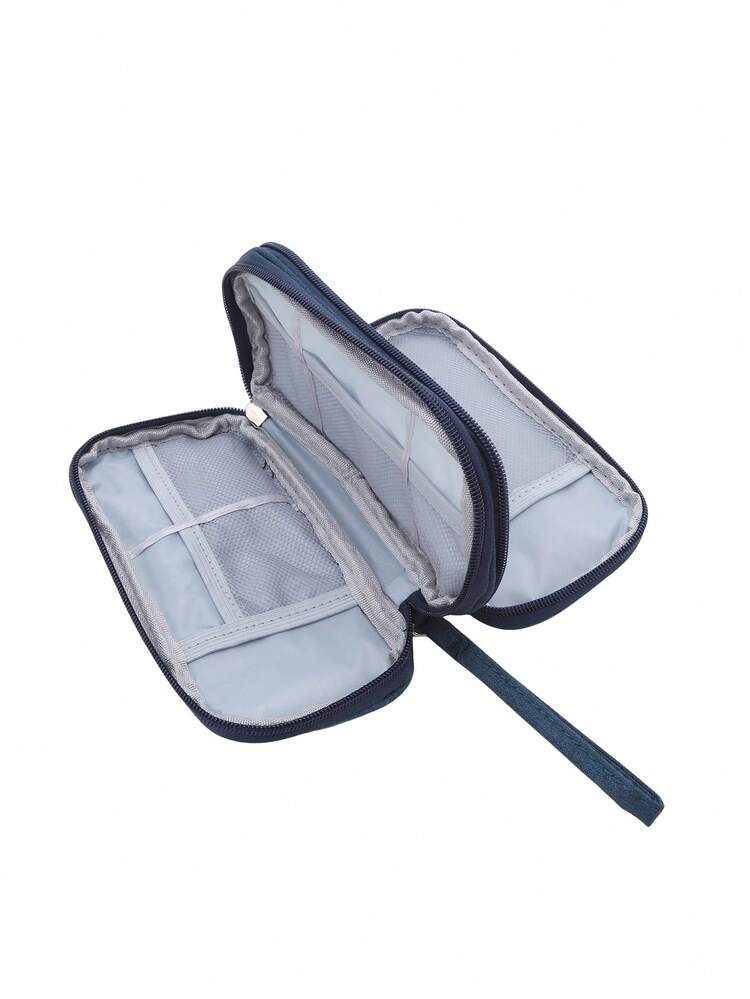 Organizer per elettronica, custodia da viaggio, custodia per oggetti essenziali da viaggio, per cavo, cavo di ricarica, disco rigido esterno, power bank portatile (blu navy
