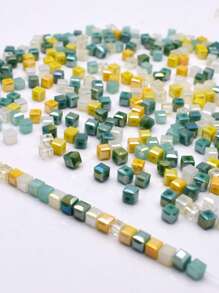 4mm 100pcs/Lot Pink Purple Cube Czech Crystal Glass Beads Cube Square Glass Loose Space Beads For Jewelry Making DIY Handmade