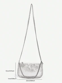 Chain Decor Bag - 銀色 - 查看 7