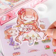 适合女孩日常生活的 DIY 纸娃娃玩具书 - 食物制作、学校操场、贴纸、工艺品用品 - 彩色 - 查看 7