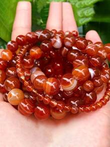 1pc Natural Stone Red Carnelian Striped Agate Beads For Jewelry Making DIY Bracelets Necklace 4/6/8/10mm