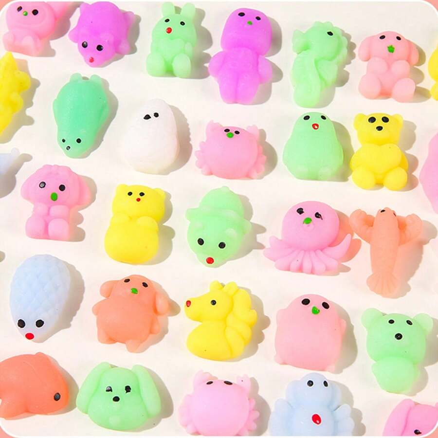 10/20/40入組創意迷你卡通髮圈，壓力紓緩擠壓玩具派對裝飾小禮品（隨機款式和顏色）