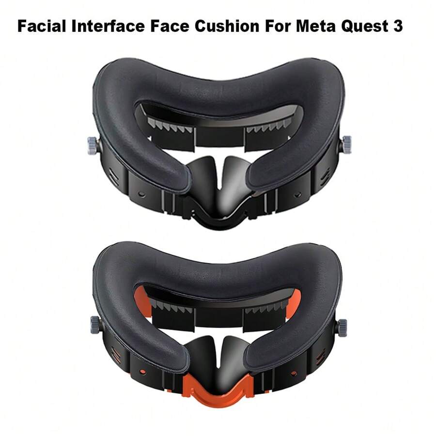 1入組舒適的VR面部接口墊，適用於Oculus/Meta Quest 3，具有可調節的PU皮革替換泡沫支架和防漏鼻護墊，適用於Quest 3 VR配件，是聖誕節/生日/萬聖節/朋友的禮物