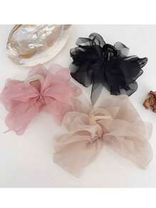 蝴蝶结雪纺飘带优雅十字发爪情人节情人爪夹发夹发夹发夹发夹发夹秋冬发饰女士度假装女士 - 彩色 - 查看 6