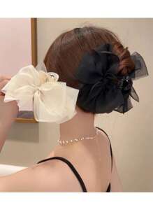 蝴蝶结雪纺飘带优雅十字发爪情人节情人爪夹发夹发夹发夹发夹发夹秋冬发饰女士度假装女士 - 彩色 - 查看 4