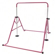 YUNRUX Gymnastics Horizontal Bars, Foldable Horizontal Bar Gymnastics Bar Training Equipment Outdoor Fitness Height Adjustable Pink - 玫紅色 - 查看 5