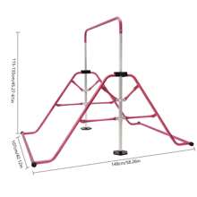 YUNRUX Gymnastics Horizontal Bars, Foldable Horizontal Bar Gymnastics Bar Training Equipment Outdoor Fitness Height Adjustable Pink - 玫紅色 - 查看 3